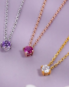 Collar con dijes de piedra de nacimiento solitarios para mujer, joyería de piedra de nacimiento, colgante de plata 925, dijes de piedra de nacimiento redondos personalizados con gemas. - Product Image 1