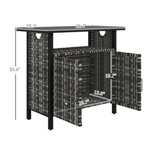 Armadietto portaoggetti da esterno per piscina con organizer e porta asciugamani in rattan PE resistente alle intemperie, portaoggetti per asciugamani da piscina - Product Image 3