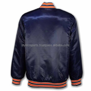 Chaqueta de Béisbol Unisex OEM de Seda Satinada para Invierno, con Cuello Alto, Logotipo Bordado en la Parte Delantera, Estilo Universitario, Cortavientos - Product Image 5
