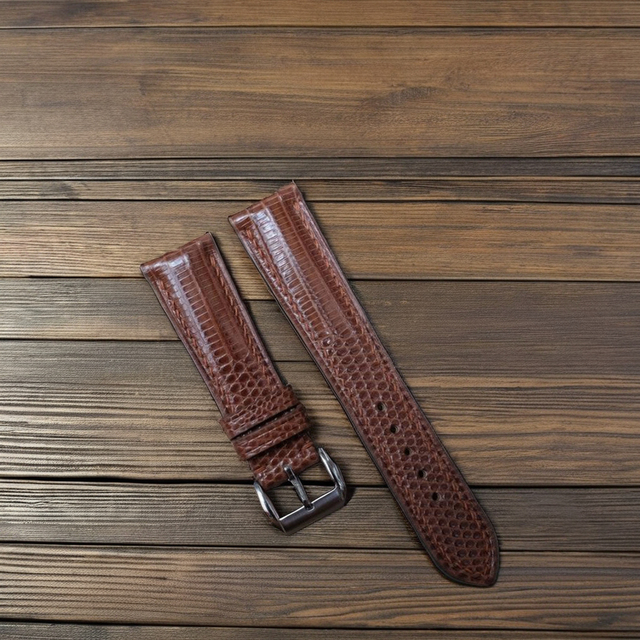 Premium Handmade Genuine Lizard Leather Durable Smartwatch Strap Quick Release Spring Bars Luxury Stainless Steel Buckle