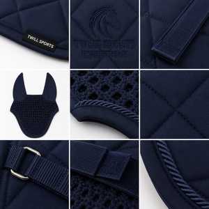 Almohadilla de silla de montar acolchada Twill Sports Navy con malla transpirable y kit de cubrecuello unisex, 140g, colores personalizados con impresión digital, OEM - Product Image 3