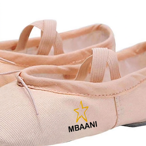 Zapatos de ballet suaves MBAANI para mujer, calzado plano de lona para entrenamiento de baile con correas elásticas y suela de goma - Product Image 4