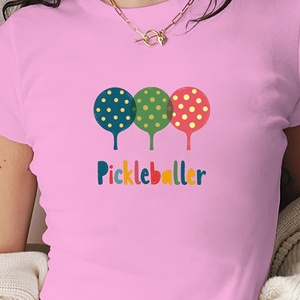 Pickleballer Camiseta corta ajustada para mujer con estampado de lunares Y2K Estilo de moda Cuello redondo Spandex/Tela de punto de poliéster - Product Image 4