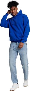 Sweat à capuche unisexe en molleton de coton épais bleu roi premium, uni, avec col en V et poche kangourou - Product Image 2