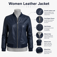 Veste en cuir matelassée pour femme, coupe contemporaine, texture lisse, écologique, imperméable, réversible, polyvalente, décontractée