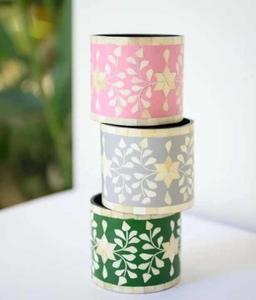 Jardinière en métal avec incrustation de os, faite à la main, de forme ronde, style minimaliste, pour la décoration de la maison, produit de luxe, exportations en gros - Product Image 2