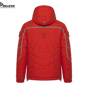 OEM Custom <b>Waterproof</b> Technical Jacket, Men Heavy Duty <b>Winter</b> <b>Coat</b> in Red with Reflective Piping and Hood - Product Image 2