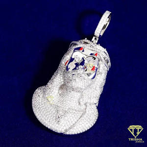 Custom Jesus Head Hip Hop Pendant for Men with Hand Set Moissanite Diamonds and 925 Silver Jewelry - Product Image 2