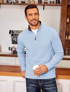 Sweat-shirt à col montant pour homme, 100% coton molletonné, hiver, fermeture éclair quart de tour, manches longues, broderie et impression numérique - Product Image 2