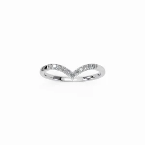 Victoria's V Shape Lab Grown Diamond Stackable <b>Ring</b> <b>11</b> Brilliant Cut Diamonds 18K White Gold Band IGI Certified Luxury <b>Ring</b> for - Product Image 1