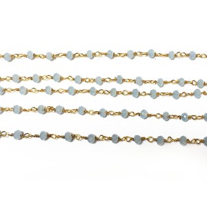 Aqua Hydro <b>Rosary</b> Chain 3mm 3.5mm Yellow Plated Wire Wrapped Chain For Jewelry Making Wholesale Price Bulk 3-50 Feet Supply - Product Image 2