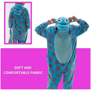 Pyjama personnalisé unisexe en polaire corail moelleux à capuche, motif personnage monstre, pour cosplay anime, tenue de nuit chaude d'hiver, assorti pour la famille - Product Image 4