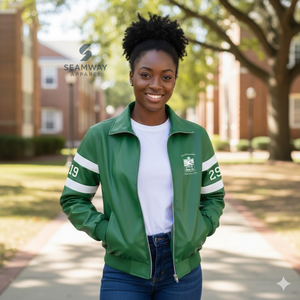 Chaqueta de Cuero PU Iota Phi Lambda para Motociclistas, Chaqueta de Carreras con Bloques de Color para Mujer, Chaqueta de Motociclista de Alta Velocidad - Product Image 5