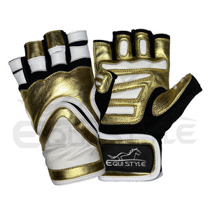 Guantes de entrenamiento de medio dedo al por mayor, guantes de levantamiento de pesas de cuero y neopreno, guantes de gimnasio con acolchado en la palma de diseño personalizado - Product Image 1