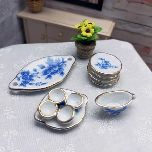 Miniature 1:12 Blue White Porcelain Tea Set <b>Mini</b> Ceramic Tea Pot With Cup Saucer Spoon for Cafe <b>Table</b> Decor Gift for age 14+ - Product Image 5