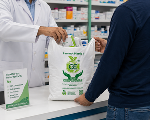 Sacs de transport en D compostables de qualité supérieure, sacs de courses écologiques, sacs d'emballage biodégradables pour la vente au détail, sans plastique - Product Image 4