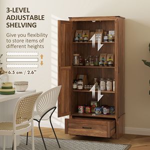 Armadio da Cucina Stile Fattoria Marrone da 72 Pollici con 2 Ante e Ripiani Regolabili - Product Image 5