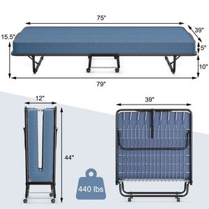 Letto Pieghevole Portatile con Materasso in Memory Foam, Telaio in Metallo Robusto, Made in Italy - Product Image 5