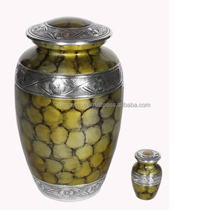 <b>Red</b> Brass Modern Cremation Urn with Small Keepsake Compartment and Locket Tabletop <b>Vase</b> for Ashes Storage - Product Image 5