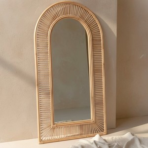 Arched rattan <b>floor</b> <b>stand</b> <b>mirror</b> sustainable home accessory decorative full-length <b>mirrors</b> - Product Image 6