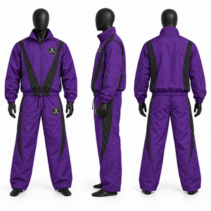 Ensemble de survêtement d'hiver pour homme 100 % polyester, coupe-vent à manches longues, blocs de couleur, fermeture éclair intégrale, faible MOQ, prix abordable, haute qualité - Product Image 4