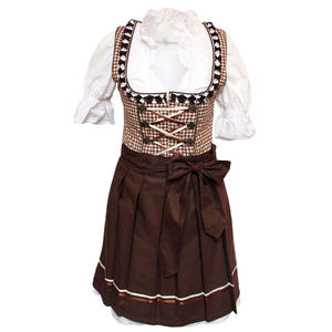 Robe Dirndl Bavaroise Allemande Vintage en Coton 100% Fait Main, Motif Écossais Bleu Ciel, Silhouette Tablier Mini, avec Soutien-Gorge Intégré, Sans Manches, Idéale pour l'Été - Product Image 5