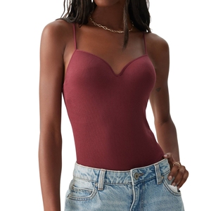 Body de Una Pieza sin Mangas con Cuello en V para Mujer, Ajuste Delgado, Control de Abdomen, Estilo Tanga, Top de Entrenamiento, Venta al por Mayor Personalizada - Product Image 2