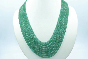 Collar Rondelle facetado de Esmeralda zambiana natural de 8 hebras Cuentas de piedra natural de 3-5mm - Product Image 4