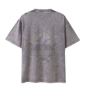 T-shirt gris délavé pour homme, manches courtes, col rond, imprimé décontracté, coupe classique, 100 % coton, tissu jersey respirant - Product Image 2