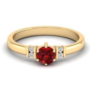 Anillo REYES con Granate de Corte Redondo de 0.5 Quilates en Oro Blanco Sólido de 14K, Anillos de Compromiso con Diamantes Certificados por IGI para Ella - Product Image 6