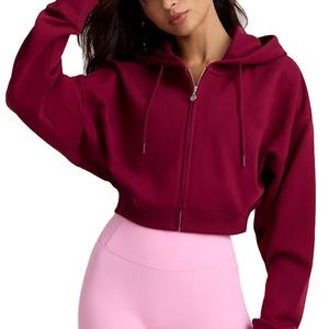 Sudadera Corta con Capucha para Mujer, Diseño 2026, Manga Larga, Ligera, Holgada, para Gimnasio y Entrenamiento, Servicio OEM - Product Image 4