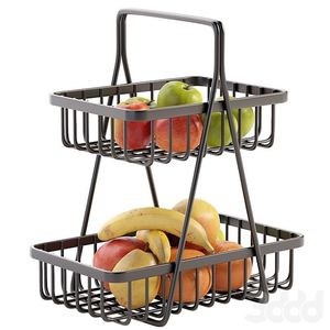Canasta de Frutas de Metal Negro de Dos Niveles con Soporte Central Alto para Decoración Moderna del Hogar y Cocina, Almacenamiento y Exhibición - Product Image 6