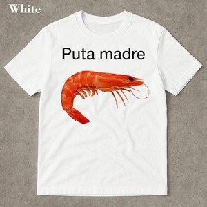 Camiseta Gráfica de Camarones Puta Madre para Hombre, Divertida, con Meme Español, Roja, Manga Corta, 100% Algodón, Casual, Hip Hop, Transpirable, Personalizable - Product Image 2