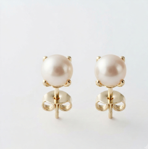 Boucles d'oreilles clous rétro en perles, plaqué or 18 carats, argent, bijoux vintage pour femme, pour soirée - Product Image 1