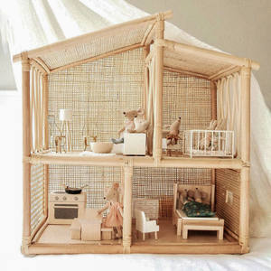 Casa de muñecas de ratán para niños pequeños, juguetes a precio de mayoreo, casa de muñecas miniatura, casa de juegos para muñecas - Product Image 1