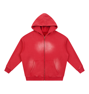 OEM ODM Sweat à capuche surdimensionné à fermeture éclair intégrale en molleton de coton épais, épaules tombantes, écologique, respirant, hiver, vente en gros - Product Image 1