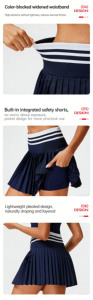 Vestido de tenis para mujer con solapa en contraste y cinturilla a rayas, ropa deportiva ajustada sin mangas de poliéster transpirable, ropa de verano - Product Image 6