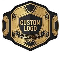Ceinture de championnat de MMA personnalisée, boucle en alliage noir et or, aspect cuir, pour événements de reconnaissance, récompenses de fitness, qualité supérieure