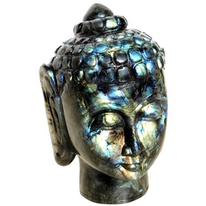 Estatua de cabeza de Buda hecha a mano para decoración del hogar Zen, escultura religiosa de labradorita Natural, todos los tamaños disponibles, piedras preciosas talladas - Product Image 4