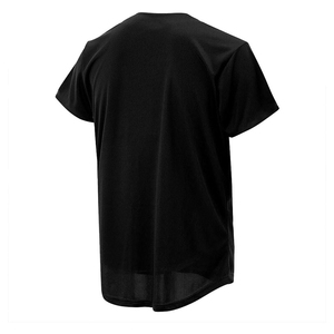 Unisex <b>Black</b> Baseball Jersey Short Sleeve V-Neck Button Front Mesh Breathable Regular Fit Teenagers Apparel Silk/Cotton - Product Image 2
