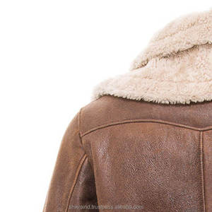 Veste en cuir véritable respirante pour homme, col rabattu, doublure en fausse fourrure, coupe-vent, style motard, vêtements d'hiver - Product Image 5