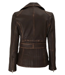 DARKRY Chaqueta de Motociclista de Cuero Vacuno Genuino para Mujer, Venta al por Mayor, Abrigo de Invierno para Moto, Ajuste Delgado, Negro, Cortavientos, Ecológico - Product Image 2