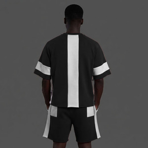 Conjunto de 2 Piezas para Hombre, Camiseta Oversize de 2 Tonos y Pantalones Cortos, Manga Larga, 100% Algodón, Estilo Urbano, Estampado, Personalizable OEM/ODM - Product Image 6