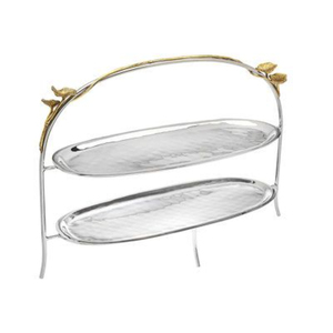 Magnifique support à gâteau à trois étages en acier inoxydable avec décor de papillon doré pour mariages et fêtes, présentoir à gâteau - Product Image 3