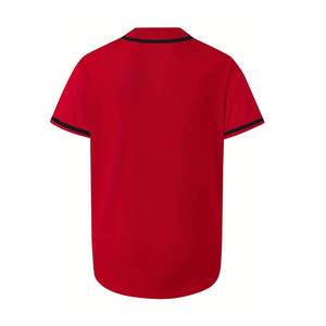 เสื้อเบสบอลสีแดงแขนสั้นติดกระดุมด้านหน้าสำหรับทุกเพศ ผ้าโพลีเอสเตอร์ดูดซับความชื้น ชุดกีฬาสำหรับผู้ใหญ่ - Product Image 2