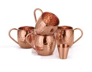 Ensemble de mugs élégants en cuivre martelé – Vaisselle de cocktail stylée pour service de bar, fêtes et table à manger - Product Image 5