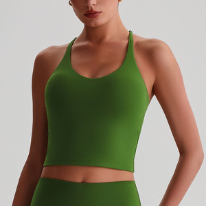 Custom Wholesale Women’s U-Neck Color Block Crop Top – <b>Back</b> Closure Sports Vest for Running & Fitness - Product Image 1