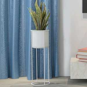 Supports à fleurs minimalistes en métal avec finition thermolaquée pour plantes d'intérieur, design circulaire noir, blanc, or, décoration intérieure - Product Image 2