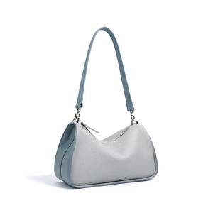 Bolso de Hombro de Cuero Suave Texturizado para Mujer, Bolso de Axila en Forma de Media Luna, Bolso Pequeño Estilo Hobo, Bolso de Mano Moderno en Tonos Pastel, Bolso Minimalista con Cremallera - Product Image 2