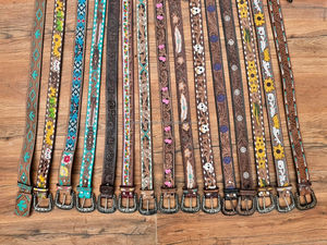 Premium Quality Customized Western Cow <b>Leather</b> Beaded <b>Belt</b> for Men & Women With Hand <b>Tooled</b> Design Top Manufacturer Supplier - Product Image 6